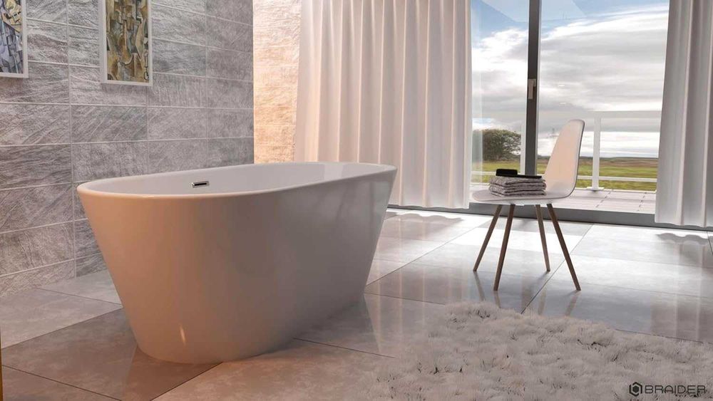 BRAIDER Akrylowa Wanna Wolnostojąca CANNEA 170 x 80 cm Biała