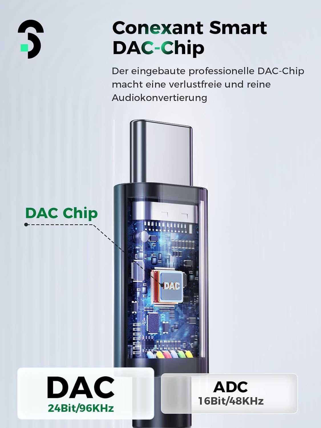 Adapter USB C Jack 3,5mm 2w1 Audio Ładowanie PD 60W DAC