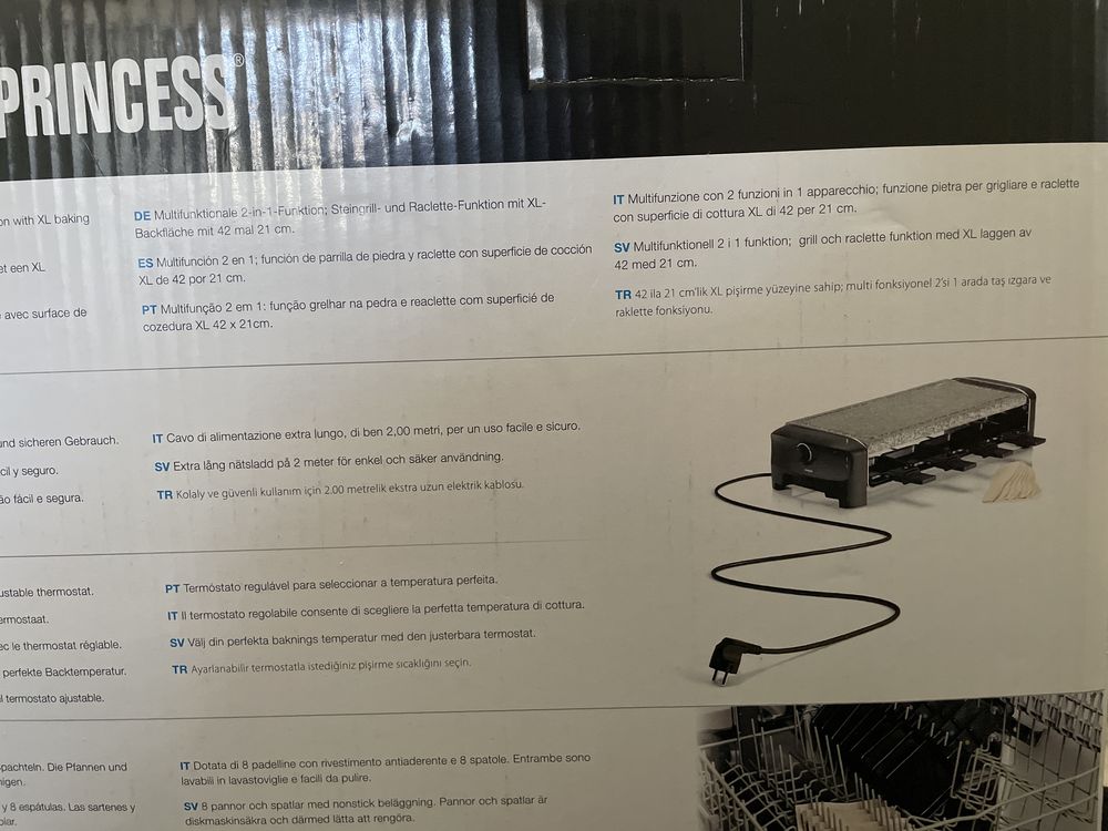 Princess Grelhador Pedra Raclette 8 Party - NOVO
