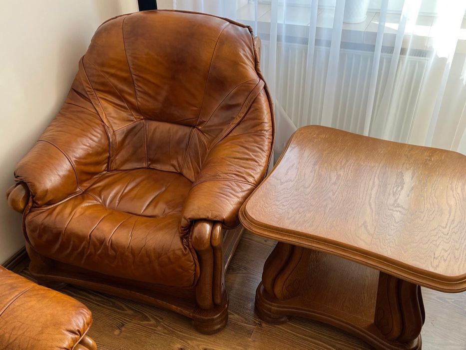 Komplet wypoczynkowy skórzany