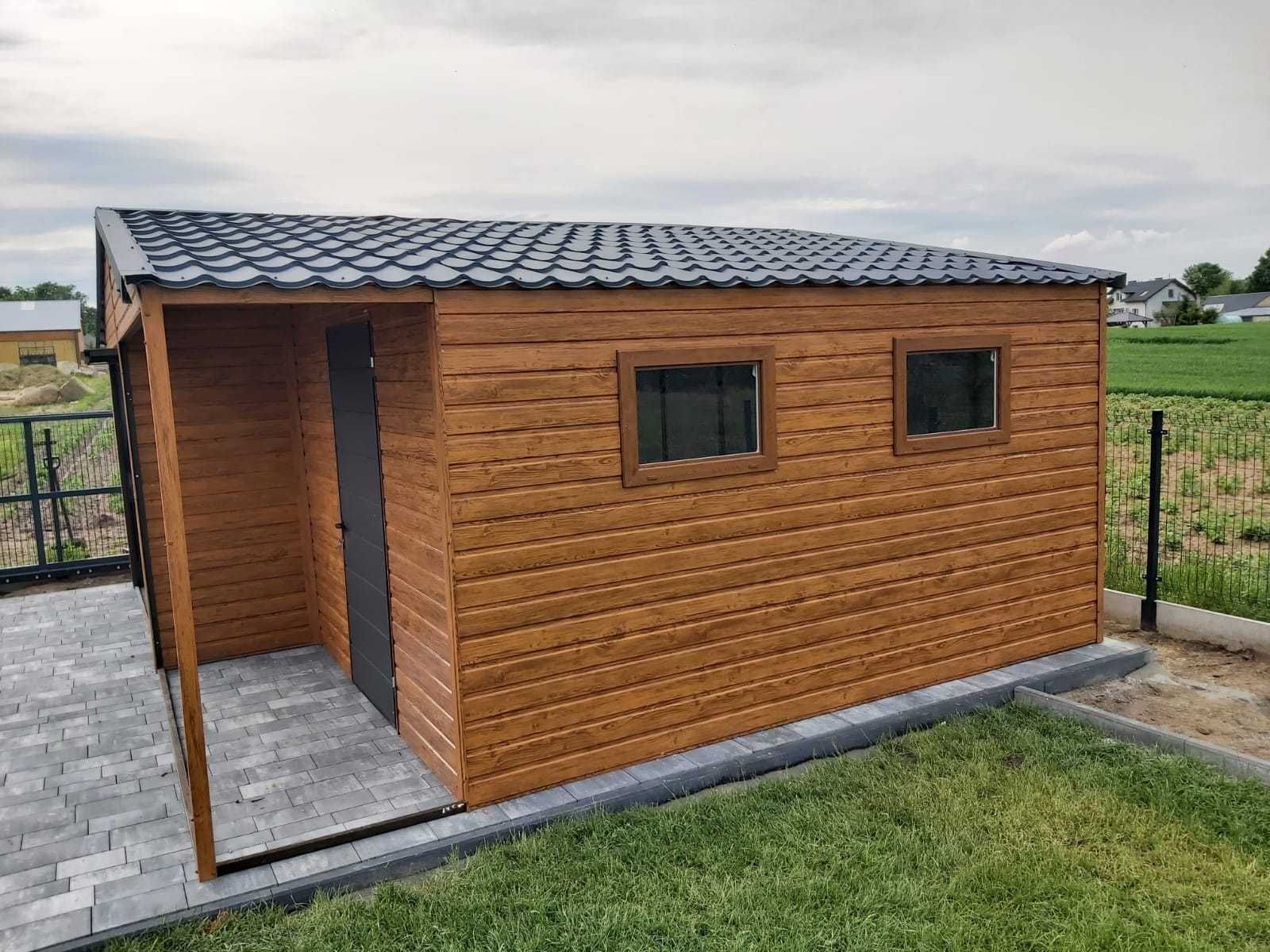Garaż 6x5 Premium Drewnopodobny Antracyt Wzmocniony Dwuspadowy Dostawa