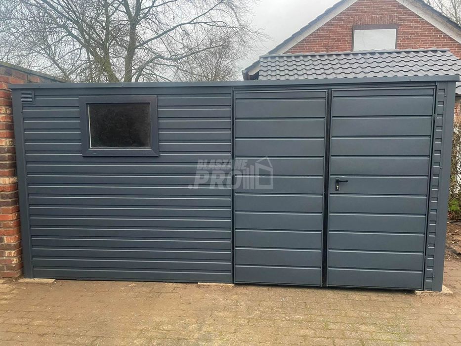 Schowek  Domek ogrodowy 4x2m  okno  antracyt dach spad w tył GP528