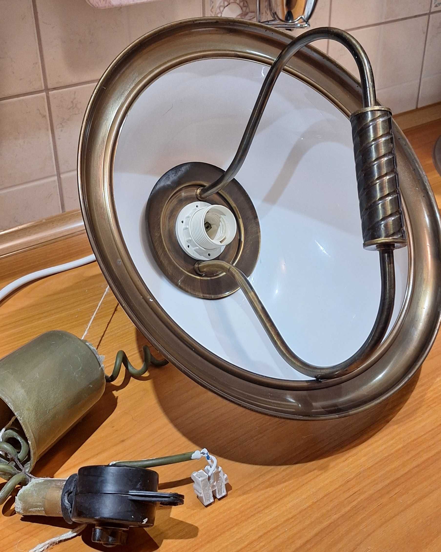 Szklana lampa wisząca, mosiądz