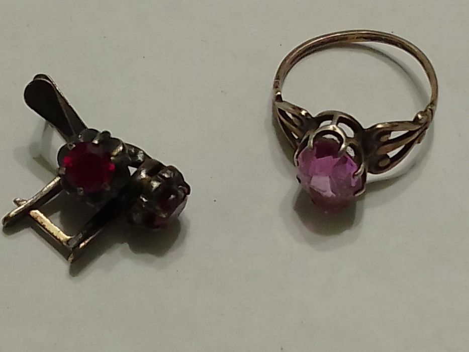 Советские серебряные серьги кольцо 875 пробы ХЮЗ