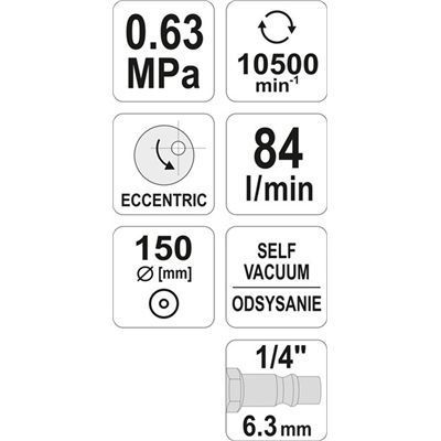 Szlifierka Pneumatyczna Mimośrod 150Mm Yato