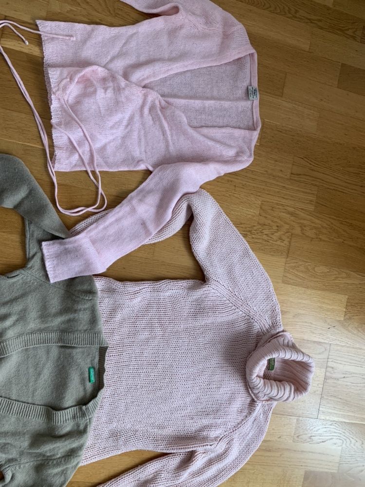 Pollover Zara castanho e Benetton Rosa