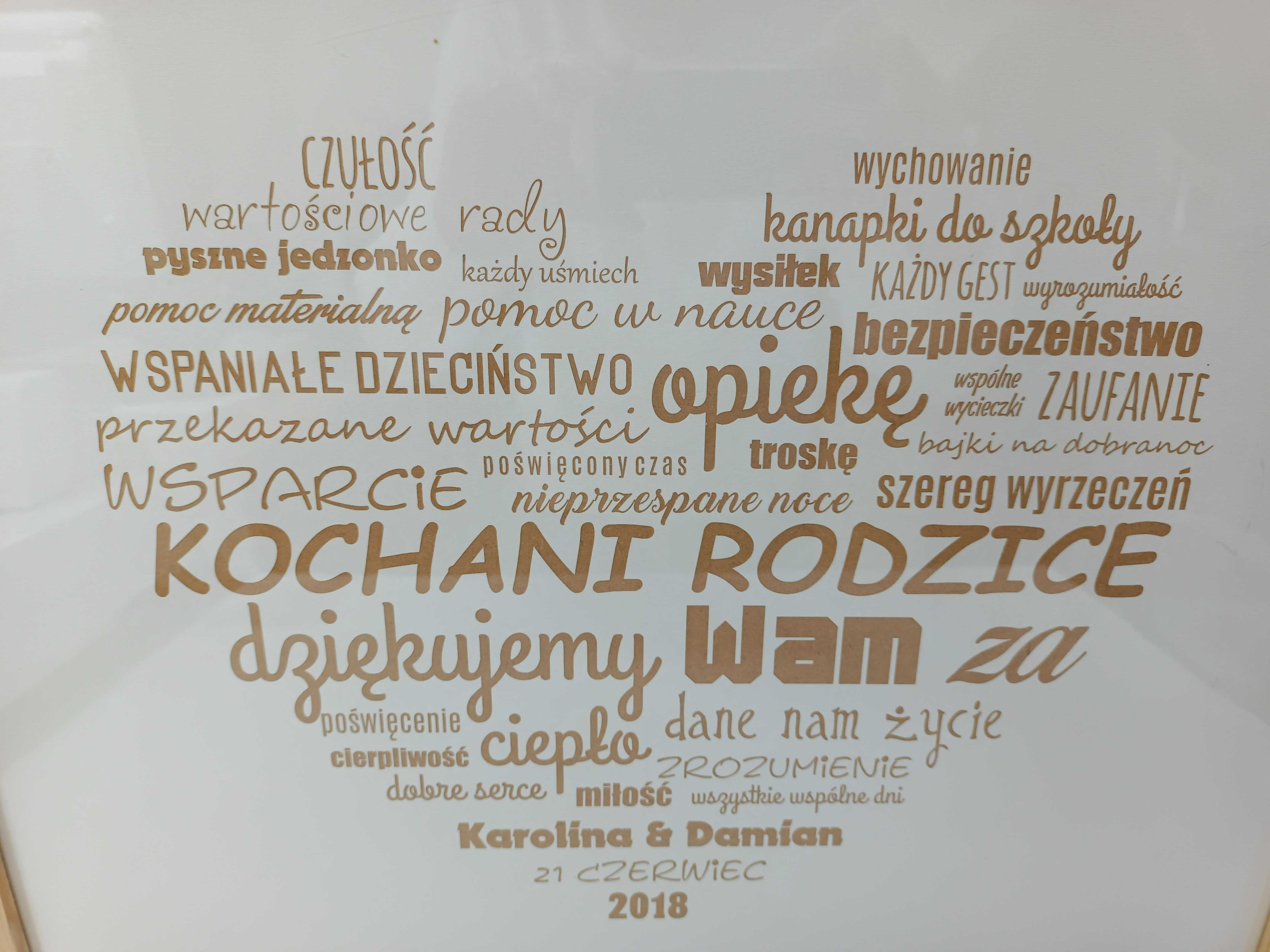 Podziękowania dla rodziców prezent obraz rama ślub wesele