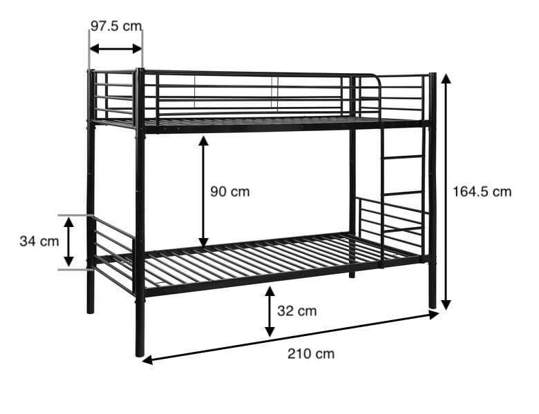 Łóżko piętrowe metalowe IKEA SVARTA czarne
