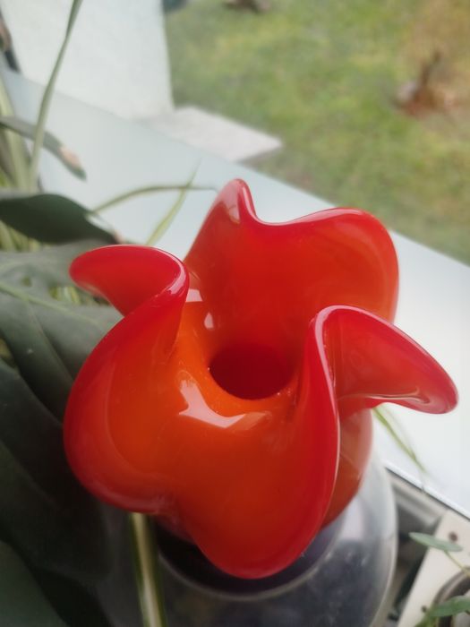 Wazon osiołek Czesław Zuber piękny czerwony pomarańczowy limitowany