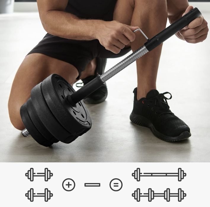 Zestaw hantli z łączeniem rury stalowej sztanga 30 kg