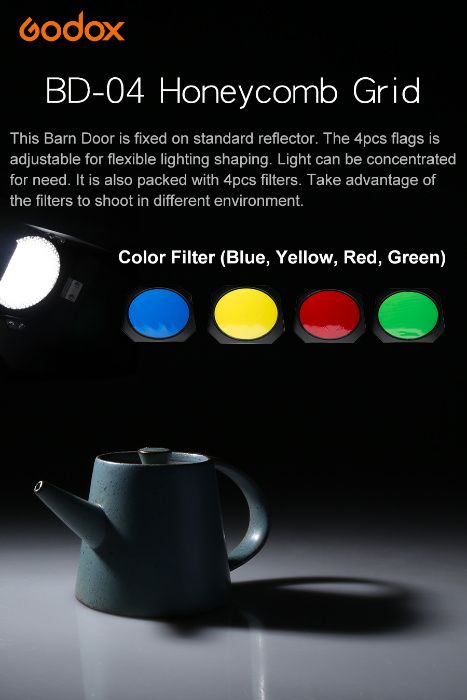 Godox BD-04 Набір Шторки, стільники, кольорові гелі Barn door Kit BD