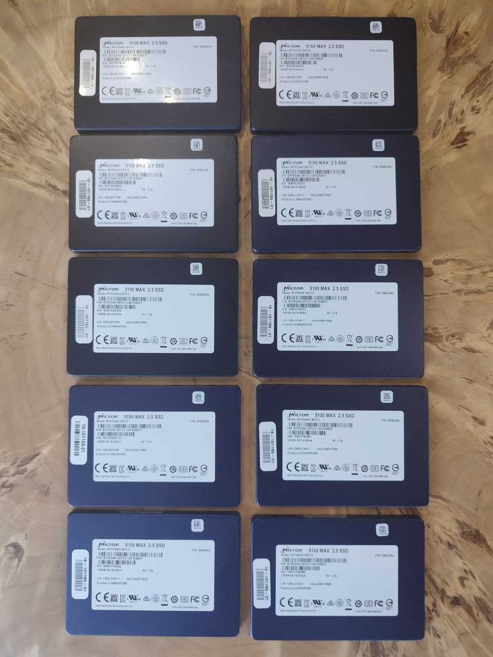 SSD накопичувачи різних брендів Samsung, Micron 120 ГБ, 256 ГБ, 500 ГБ