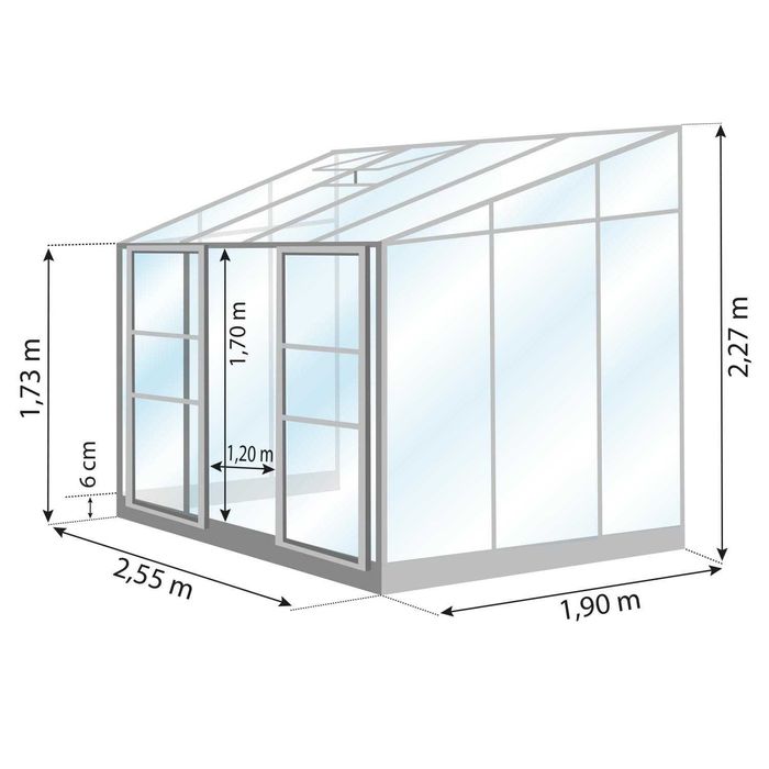 Szklarnia przyścienna Oranżeria S2020 LAMS 1,9x2,55m 4,9m2