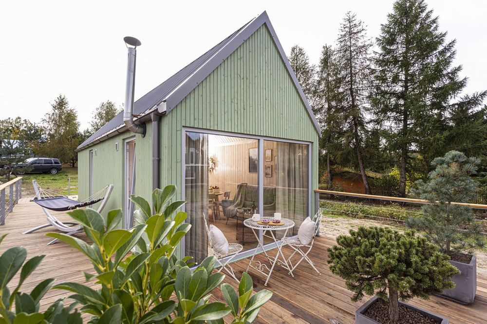 Dom w którym sie zakochasz, drewniany, mobilny, 35m2 z balią i tarasem