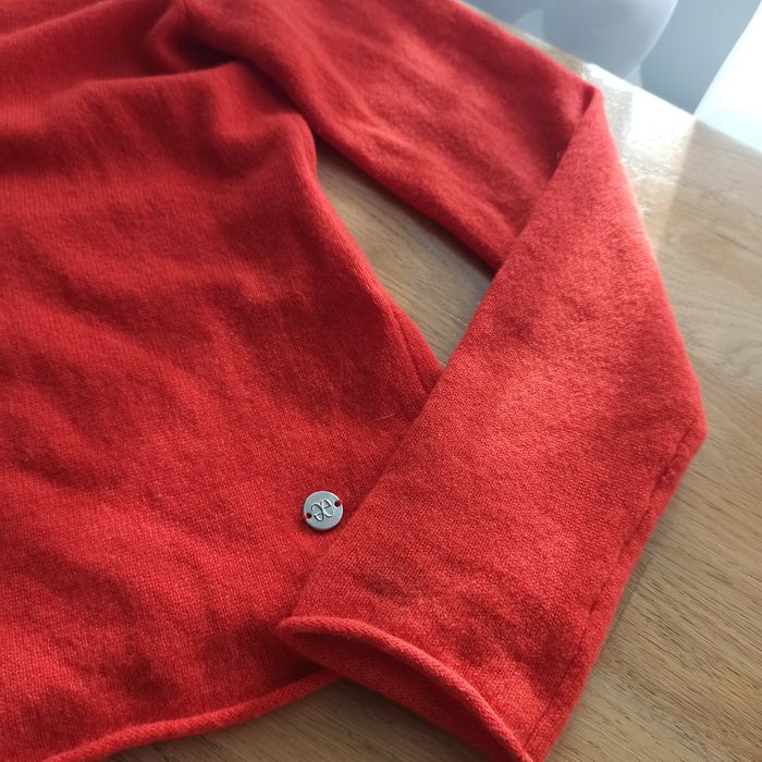 100% kaszmirowy kardigan, cienki sweter, ciepły,pomarańczowy, r36, 38