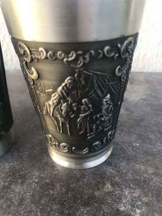 Copos e Caneca em Estanho Alemão “Rein Zinn” — Conjunto Vintage