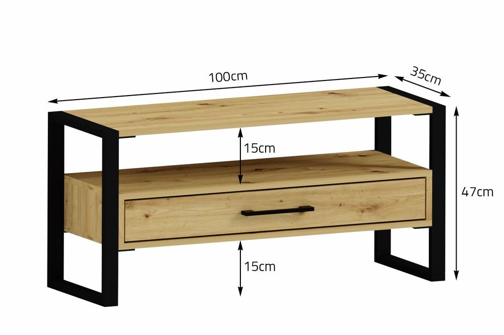 Szafka RTV Stojąca Loft 100 cm z Szufladą na Płyty Pudełka