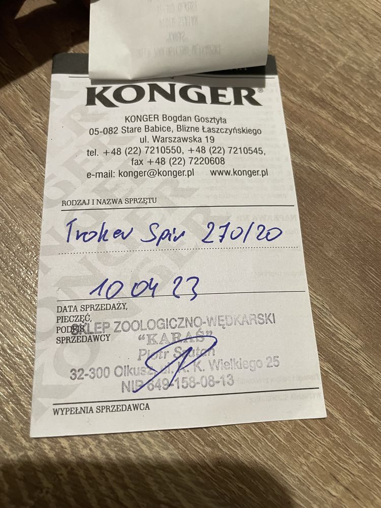 Wędka Konger Troker 270/20g Kołowrotek Shimano SIENNA 2500HG