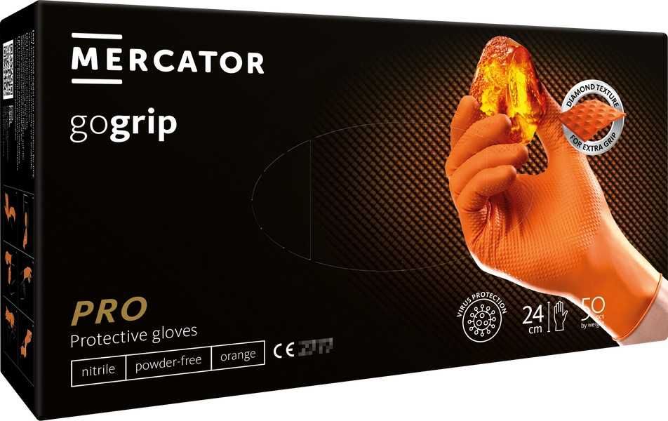 Rękawice nitrylowe pomarańczowe Mercator GoGrip 50 sztuk rozmiar XXL
