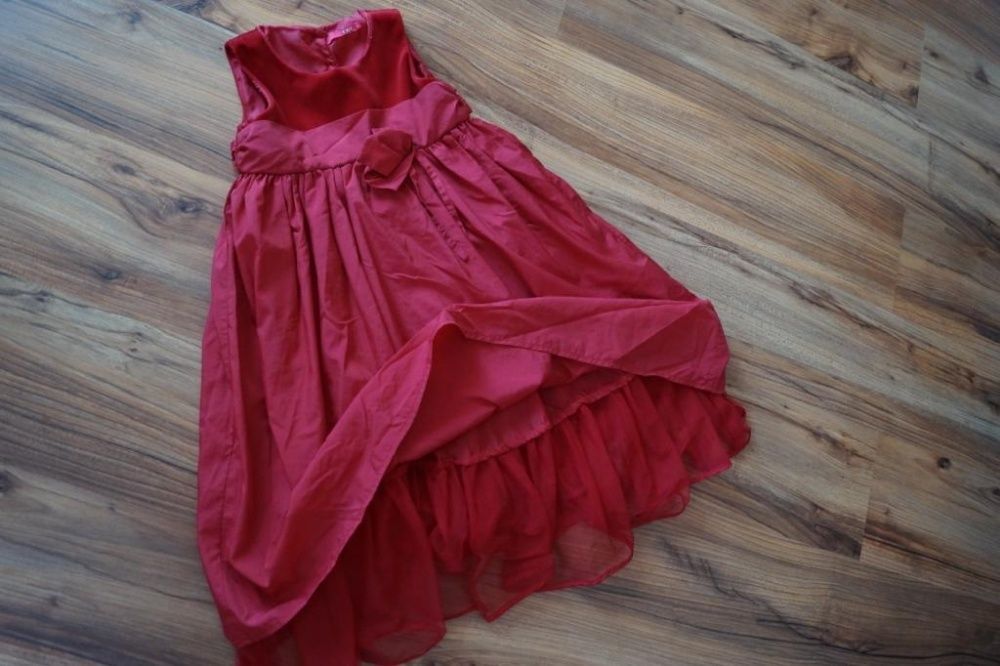 Sukienka bordowa długa 8-9l , 128-134cm