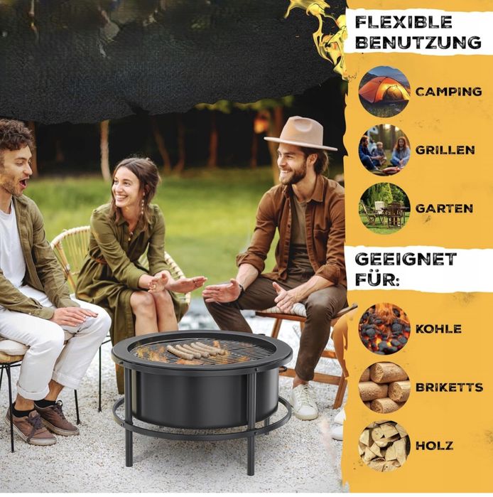 Palenisko z rusztem mobilne misa paleniskowa 65 cm GRILL + pokrowiec