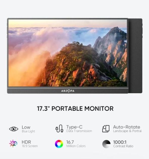 Портативний монітор Arzopa A1 Max ультратонкий 17,3" 1920 х 1080