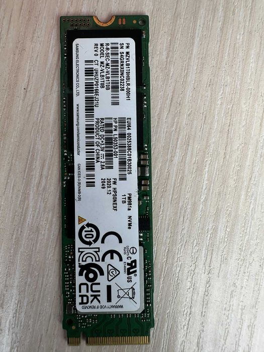 Samsung PM981a PCIe 2280 1TB M.2 NVME MZVLB1T0HBLR-000H1