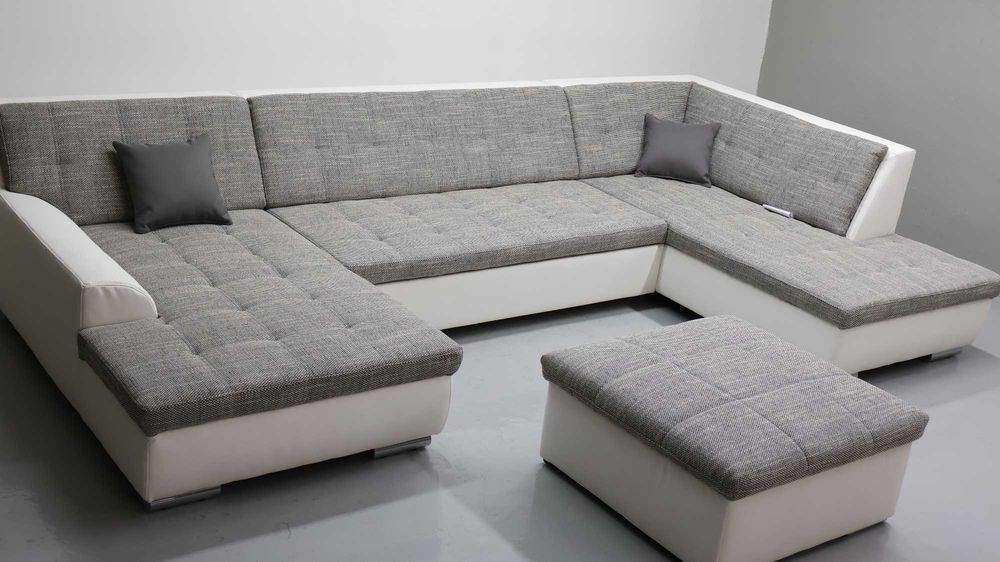 TND nowy narożnik U z funkcja spania rogówka szara tkanina sofa salon