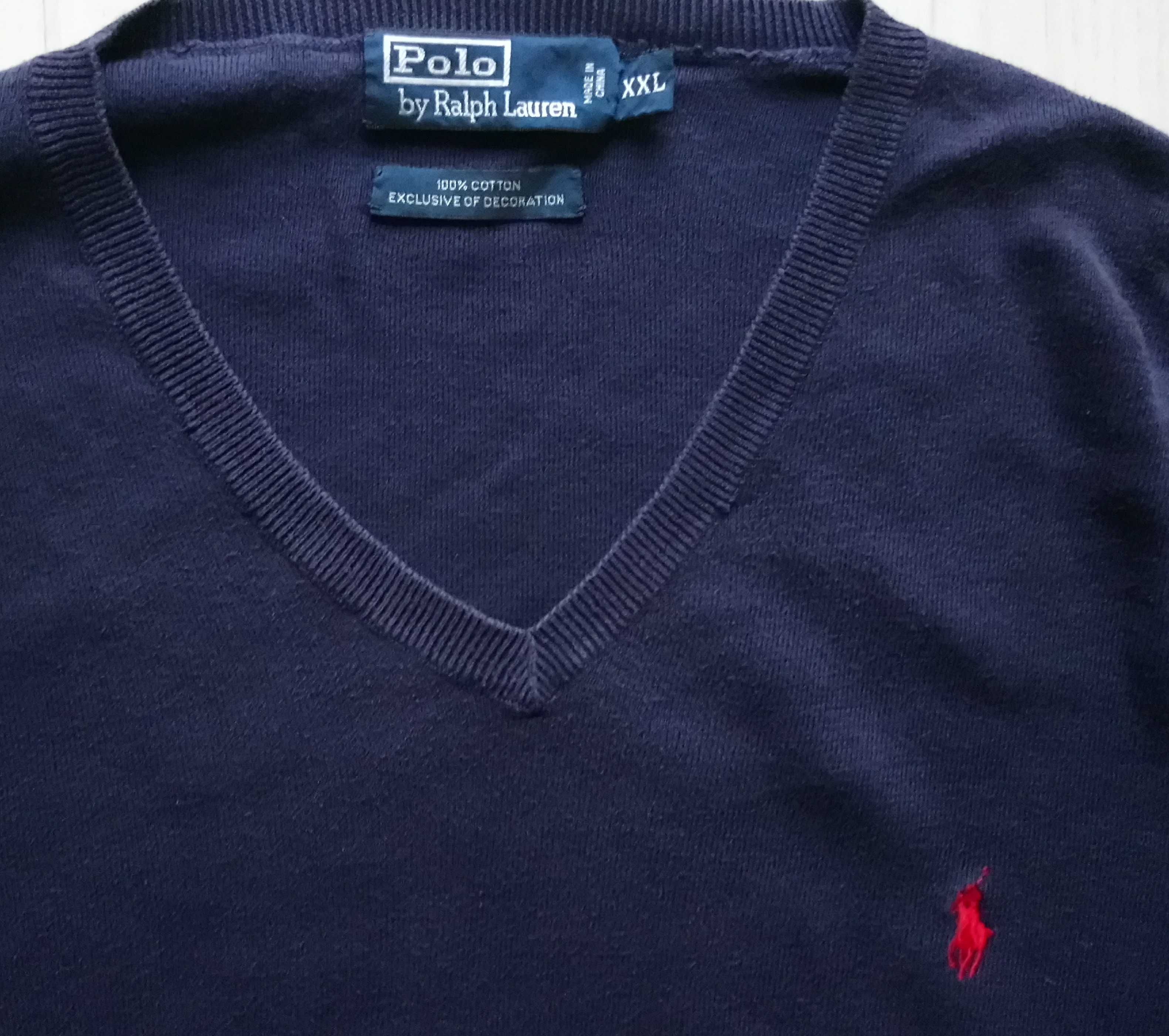 Piękny męski duży sweter Polo Ralph Lauren rozmiar XXL granatowy