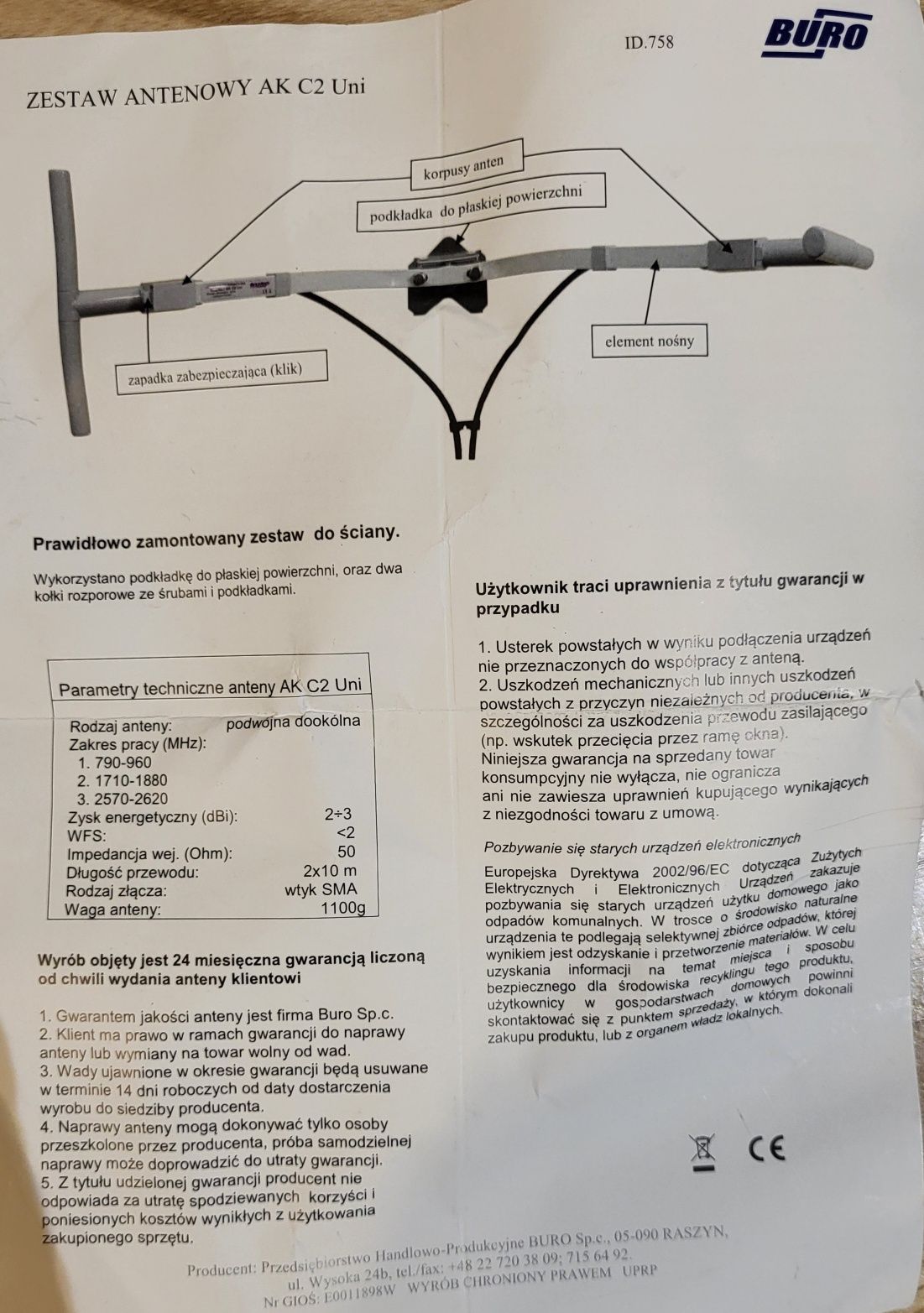 Antena wifi - Zestaw antenowy AK C2 Uni