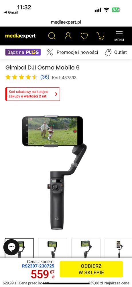 Gimbal ręczny DJI Osmo mobile 6