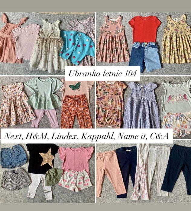 Ubranka na lato 104 Next H&M Lindex KappAhl paka ubranek