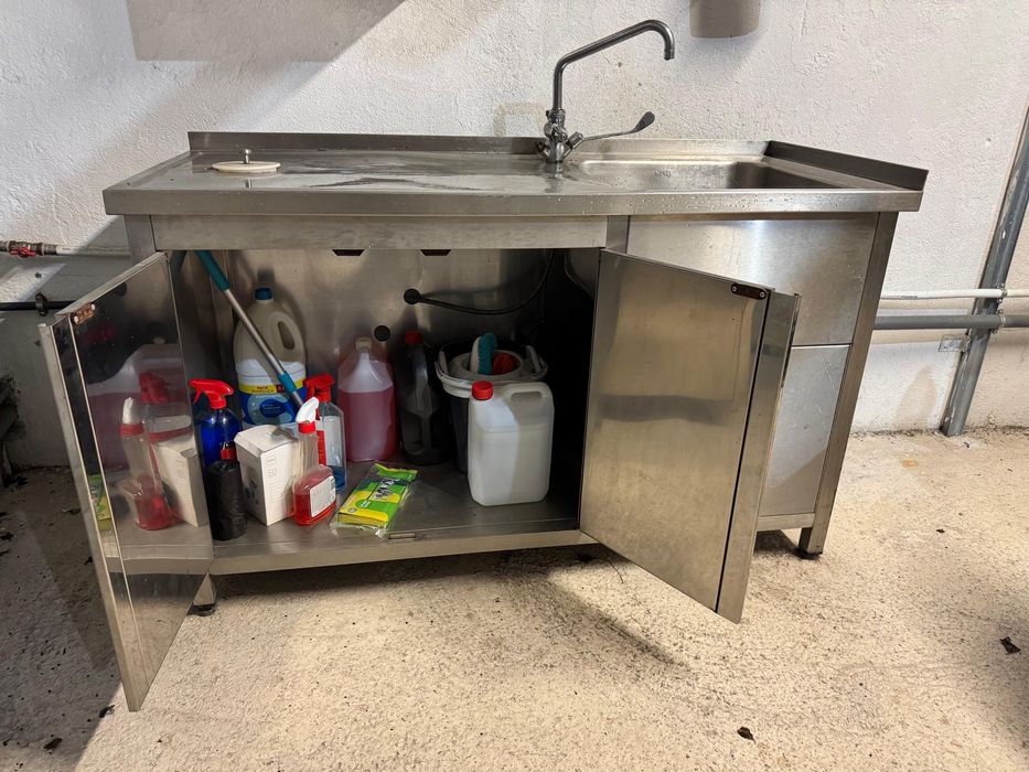 Bancada inox retangular c/ lavatorio