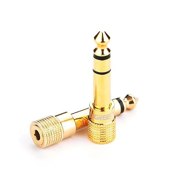 Ugreen adapter przejściówka z 3,5 mm mini jack na 6,3 mm jack złoty (2