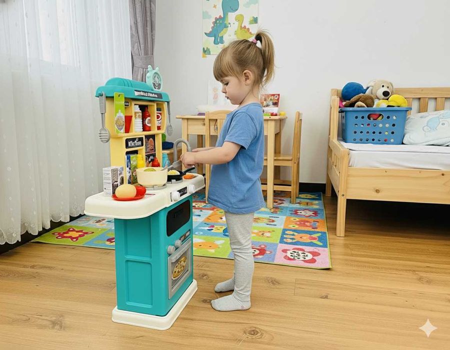 ‼️Акція‼️ Ігрова дитяча кухня звуки світло пар посуд детская кухня