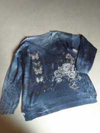 Sweter print mapa motyle kwiaty vintage