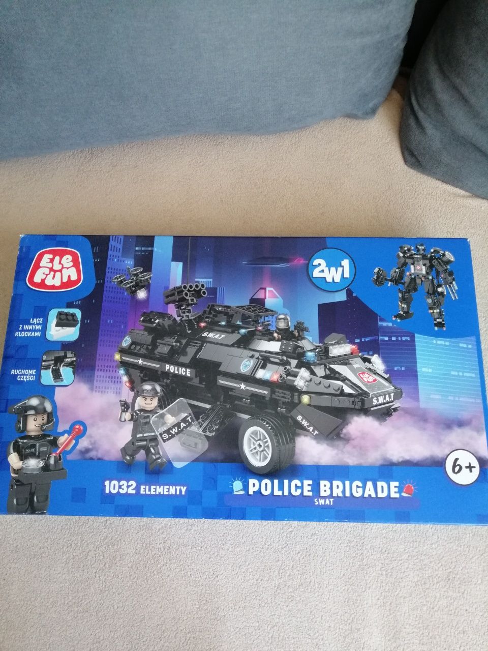 Nowe Klocki Elefun Brygada Policji Pojazd /Robot 2w1 El. 1032