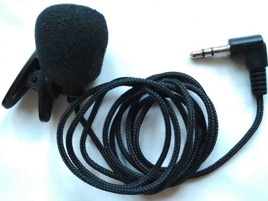 Петличный микрофон с клипсой, штекер 3.5 mini jack, кабель в тканевой