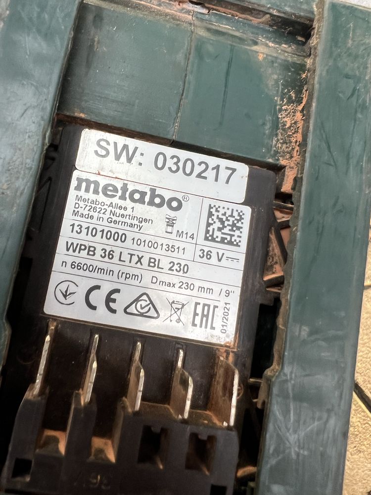 Акумуляторна болгарка metabo wpb 36 ltx bl 230 2021 рік