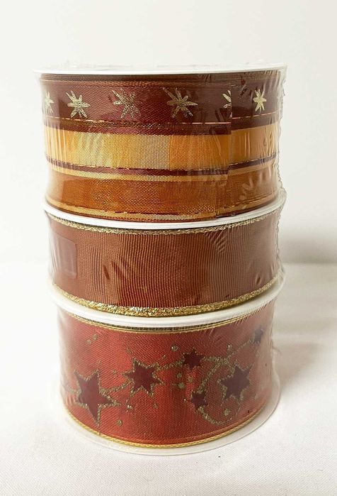 Wstążka zawijana brąz/złoty komplet 3 x 3m marki Gold Engel