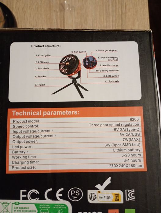 Przenośny wentylator 2 w 1