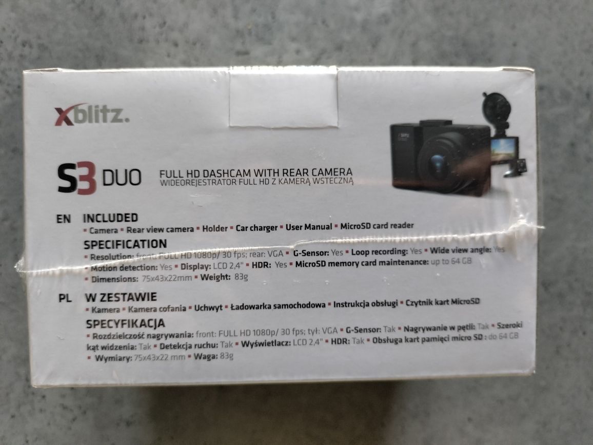 Wideorejestrator Xblitz S3 Duo – Kamera Przód + Tył - NOWA!