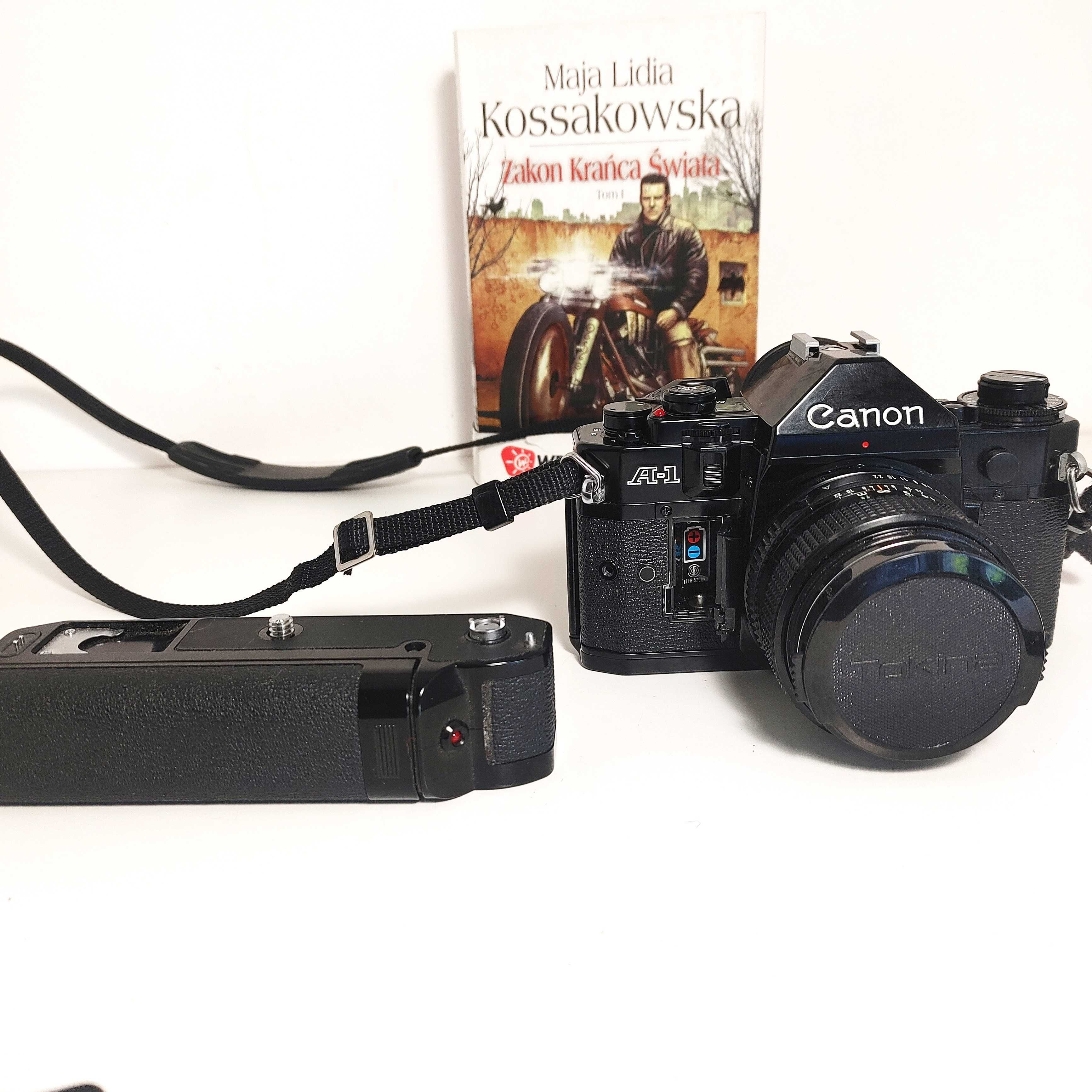 Lustrzanka analogowa CANON A-1 z Canon lens 35 mm 1:2,8 oraz Winder A