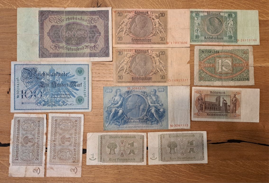 Banknoty Zabytkowe Niemcy od 1908 r. Cena za komplet