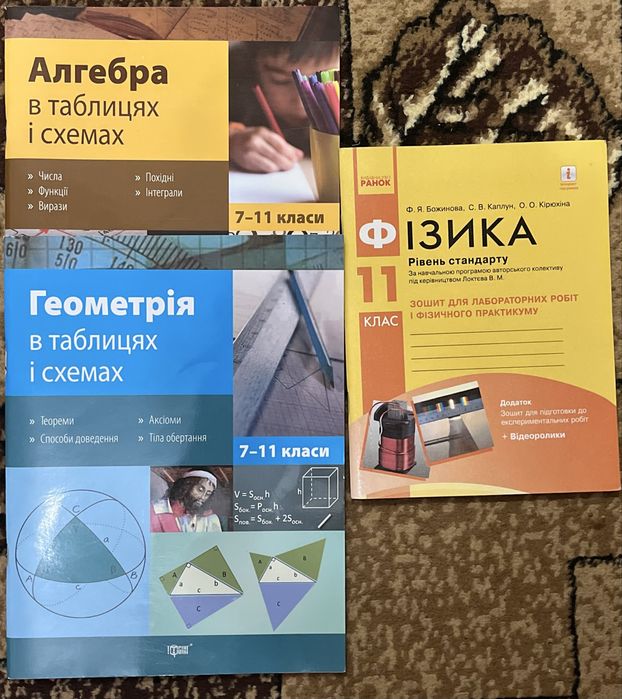 Алгебра/геометрія в таблицях і схемах, зошит для л/р з фізики