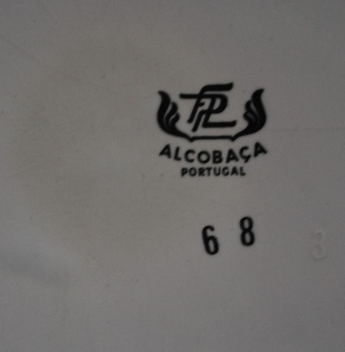 Coluna Porcelana com Vaso Policromada Azuis Dourados da FPL Alcobaça