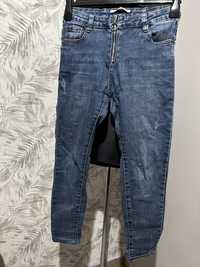 Spodnie jeansowe z wysokim stanem, przetarcia, rozmiar 38