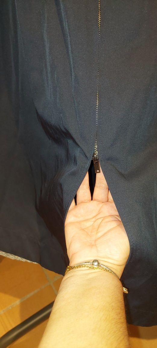 Vestido midi com fecho de correr na frente em azul-marinho da nova col