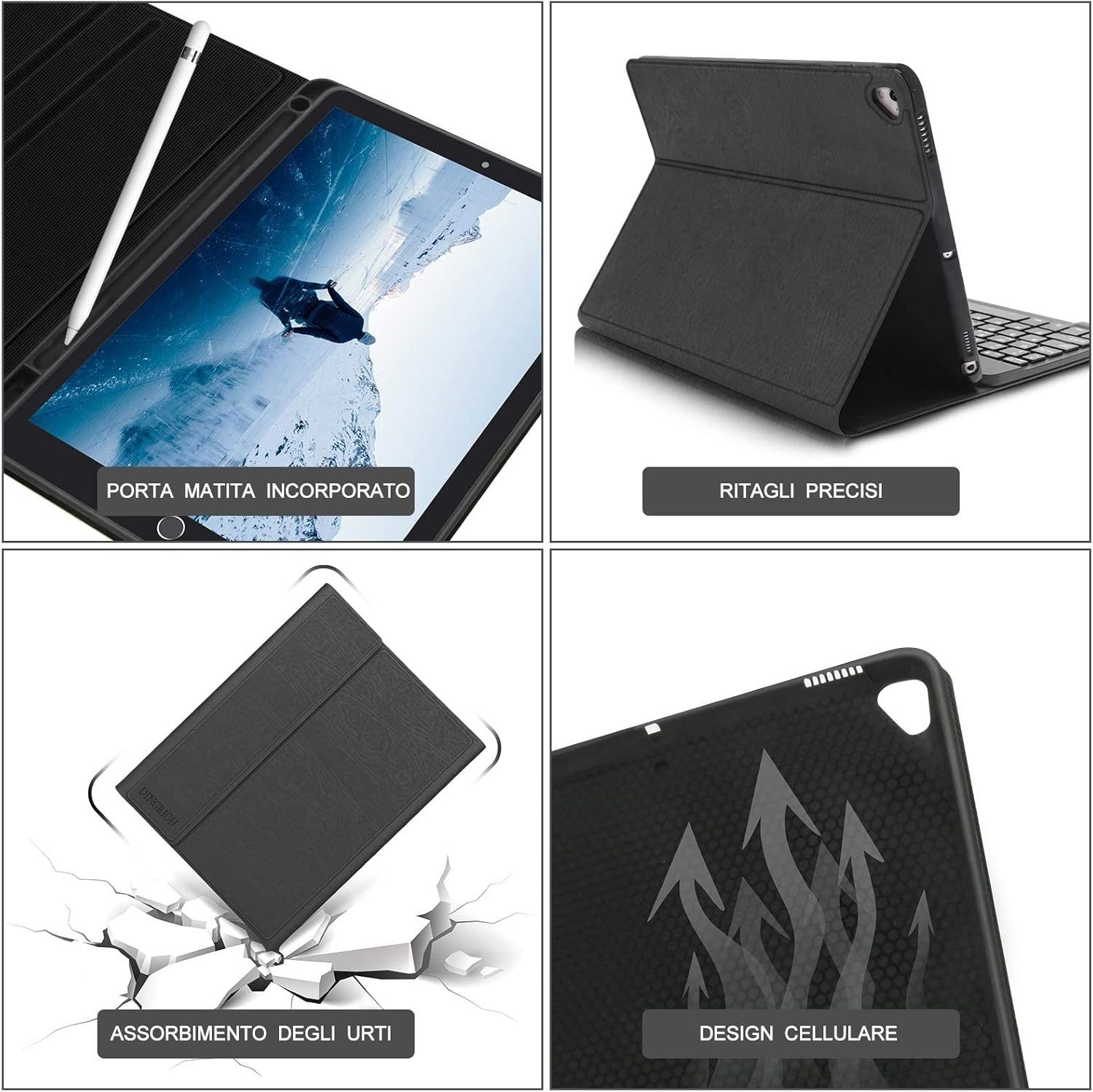 Etui ochronne D DINGRICH Italian Keyboard Case do iPada 10.2/iPada 9 G