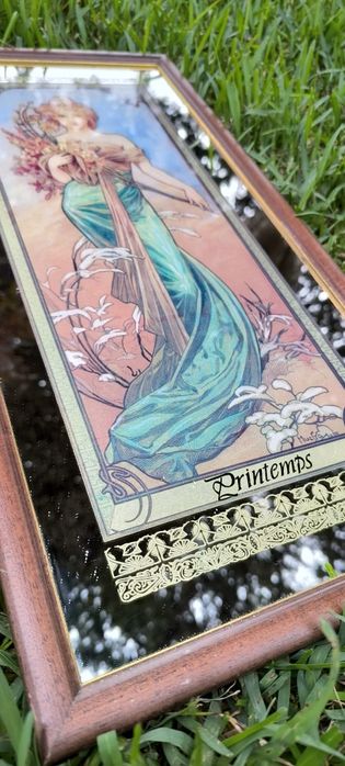 Quadro espelhado serigrafados ao estilo art nouveau relacionado com as
